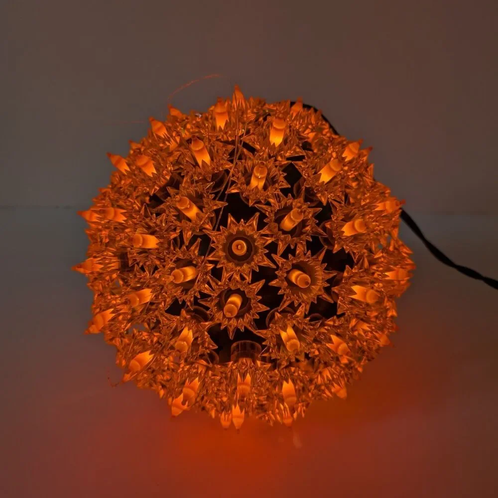 GE 2001 Super Sphere 100 Light Orange Bulbs 6” Halloween Decoration Tested Works